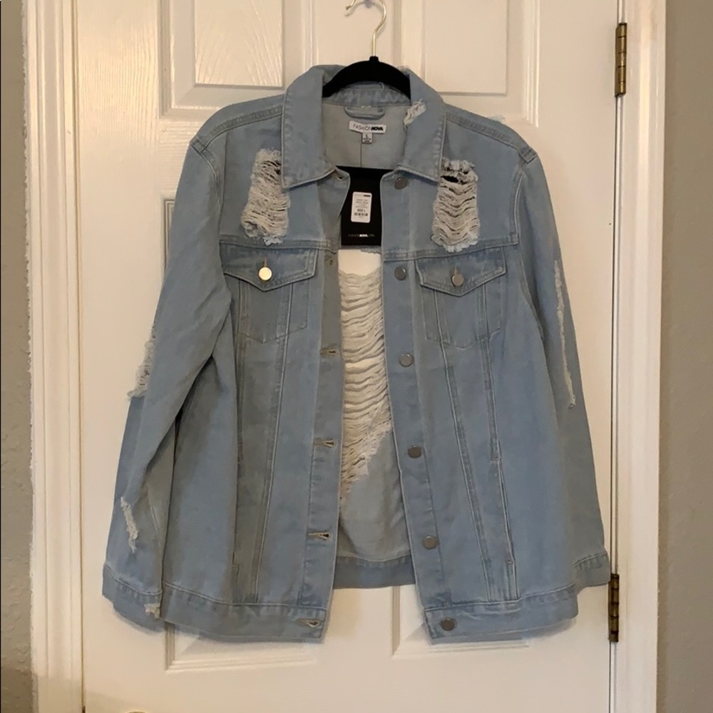 Fashion nova distressed denim jacket